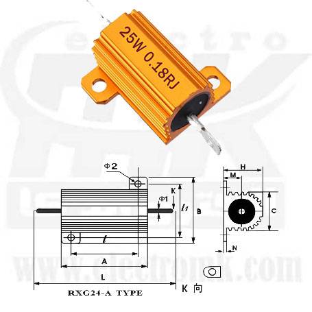 Metal resistor 0.18R 25V