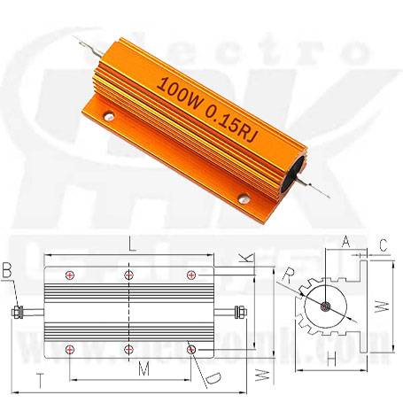 Metal resistor 0.15R 100W