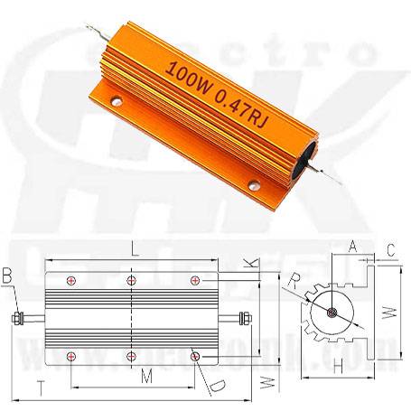 Metal resistor 0.47R 100W